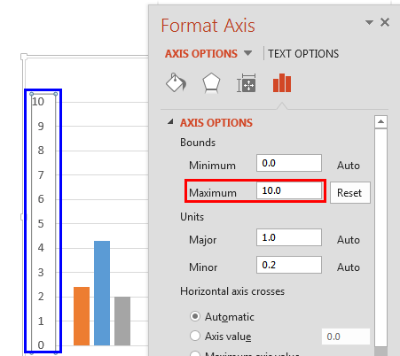 Value Axis Label reflecting the changed Maximum value