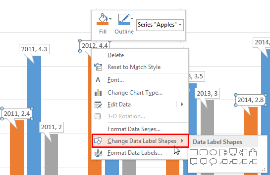 Change Data Label Shapes option