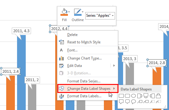 Change Data Label Shapes option Change Data Label Shapes option