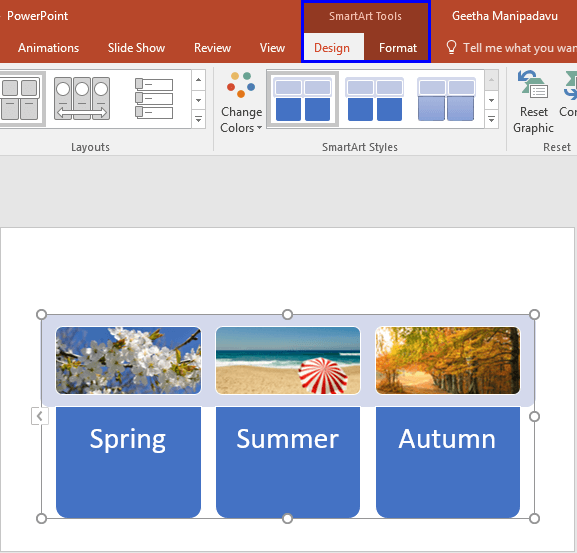 SmartArt Tools Design tab selected