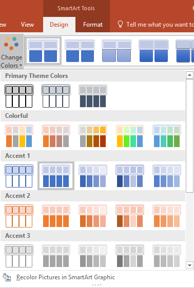 Change Colors drop-down gallery