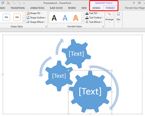 SmartArt Tools Format tab selected