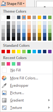 Shape Fill drop-down gallery
