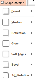 Shape Effects drop-downn gallery