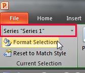 Format Selection button to be clicked with the correct data series selected Format Selection button to be clicked with the correct data series selected