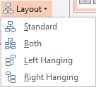 Layout drop-down gallery