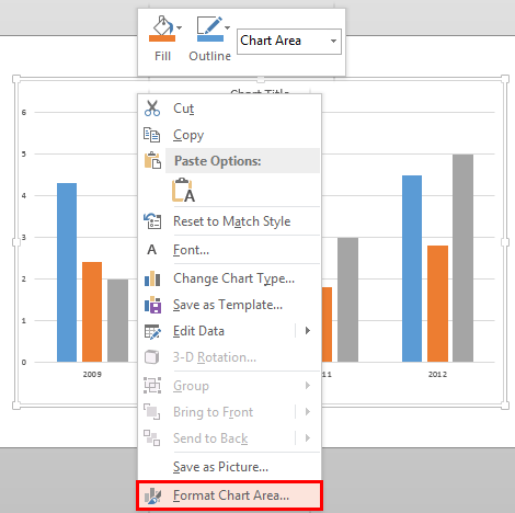 Format Chart Area option Format Chart Area option