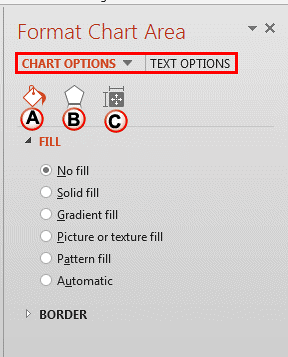 Chart Options within Format Chart Area Task Pane