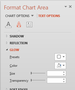 Glow Effect options for the Chart text