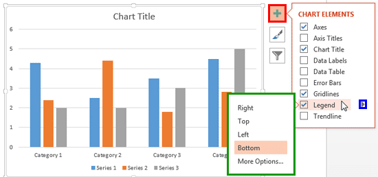 Legend options accessed without using contextual chart tab