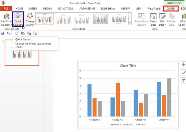 Chart Tools Design contextual tab of the Ribbon