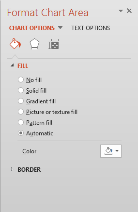 Fill options for the Chart Area Fill options for the Chart Area