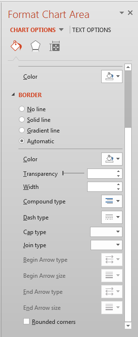 Border options for the Chart Area Border options for the Chart Area
