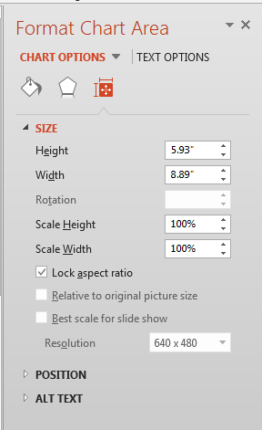 Size options for the Chart Area Size options for the Chart Area