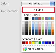 No Line option within Color gallery of Format Data Series dialog box No Line option within Color gallery of Format Data Series dialog box
