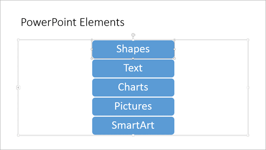 Bulleted text converted to a SmartArt graphic