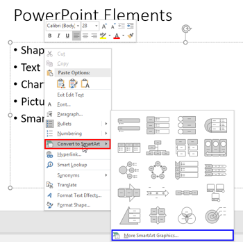 Convert Bulleted Text to SmartArt in PowerPoint 2016 for Windows