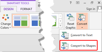 Convert SmartArt to Shapes