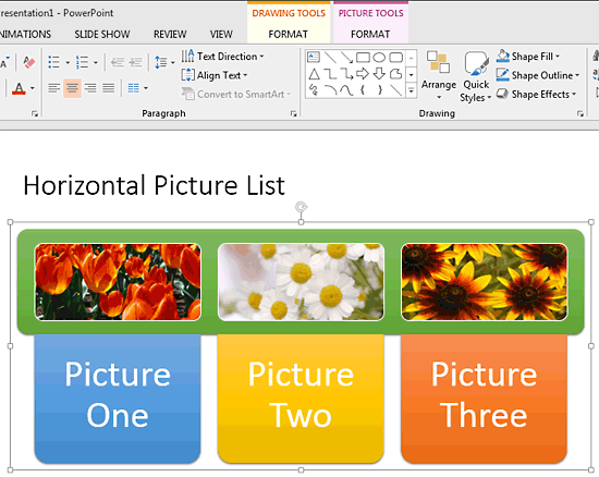 SmartArt graphic converted into a group of shapes