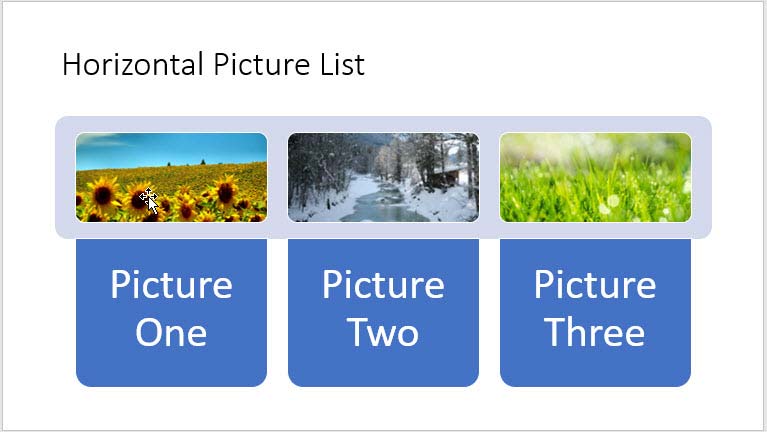 Horizontal Picture List SmartArt with text