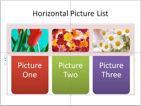 Horizontal Picture List SmartArt with text
