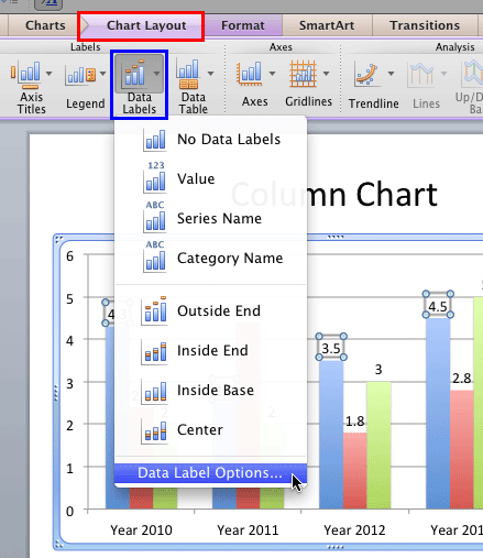 outside end on excel for mac 2011