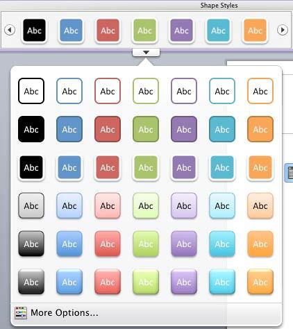 Shape Styles drop-down gallery Shape Styles drop-down gallery