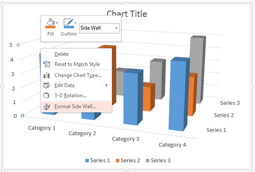 Right-click only the Side wall to access Format Side Wall option
