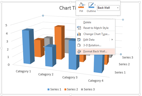 Right-click only the Back wall to access Format Back Wall option