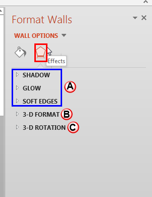 Effects within the Format Walls Task Pane Effects within the Format Walls Task Pane