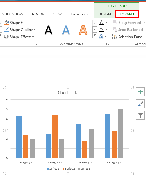 Chart selected in PowerPoint 2013