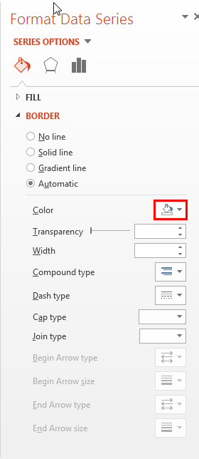 Border editing options within Format Data Series Task Pane Border editing options within Format Data Series Task Pane