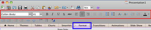 Formatting Toolbar in PowerPoint 2011 Formatting Toolbar in PowerPoint 2011