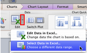 Select Data in Excel option Select Data in Excel option