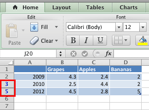 Category hidden within the Excel data