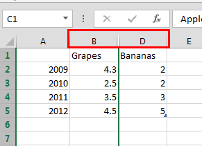 Series hidden within the Excel sheet