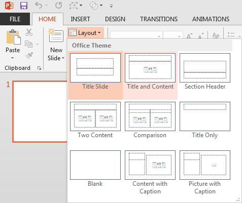 Choose a slide layout that includes a content placeholder