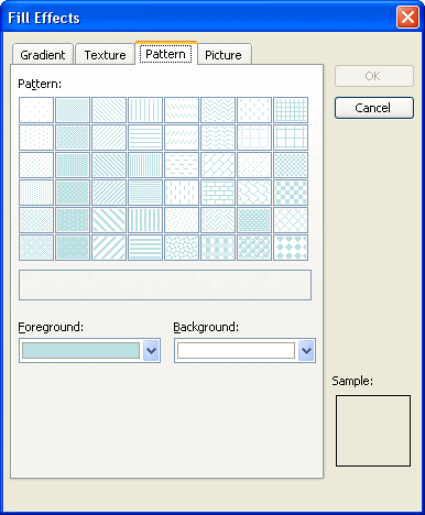 Pattern tab within Fill Effects dialog box