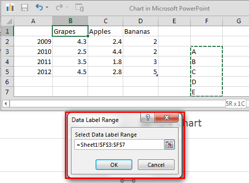 Data Label Range dialog box