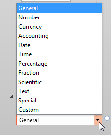 Category drop-down list