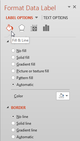 Fill and Line options for the data labels Fill and Line options for the data labels