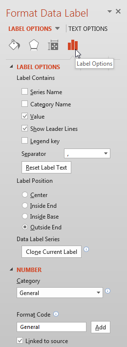 Label Options within Format Data Table Task Pane Label Options within Format Data Table Task Pane