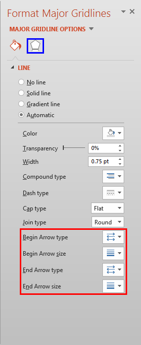 Format Major Gridlines Task Pane Format Major Gridlines Task Pane