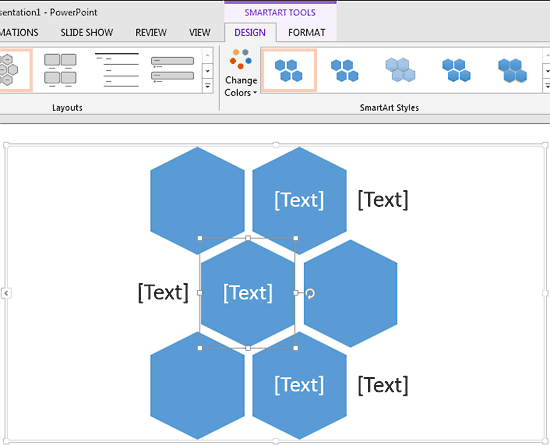 Shape selected within the SmartArt graphic