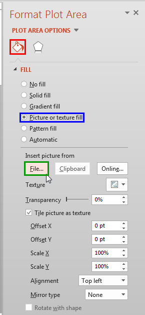 Picture or texture fill option selected