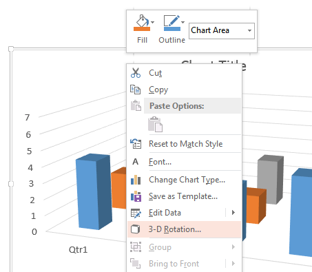 3-D Rotation option selected 3-D Rotation option selected