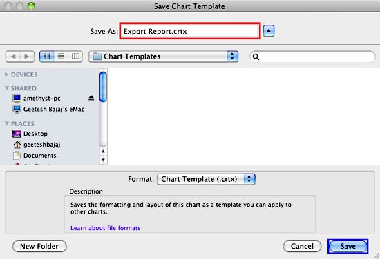 Save Chart Template dialog box