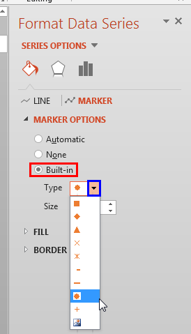 Marker type selected Marker type selected