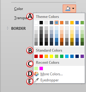 Color drop-down gallery