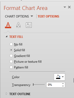 Fill options for the chart text Fill options for the chart text